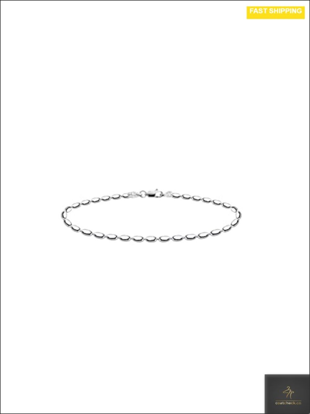 925 Sterling Silver Oval Rice Bead Strand Chain Bracelet for Women - Italian